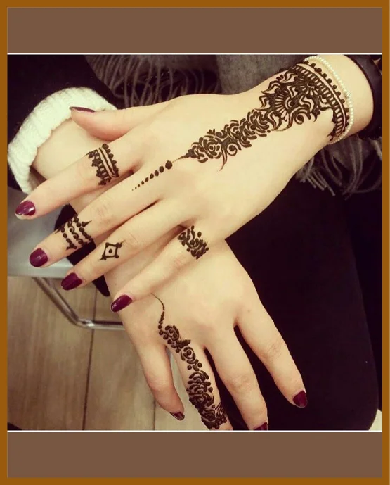 Bracelet To Finger Trail In Khafif Back Hand Look Khafif (Minimal) Back Hand Mehndi Design